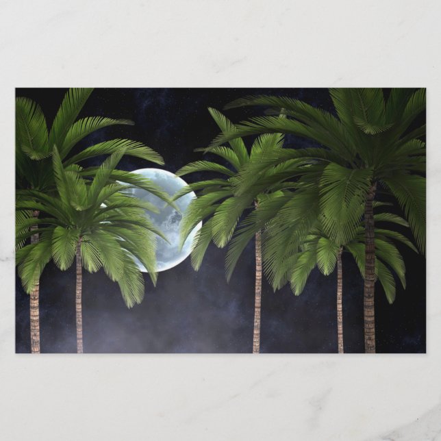 Handflatan Träd mot Måne Brevpapper (Framsida)