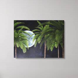 Handflatan Träd mot Måne Canvastryck