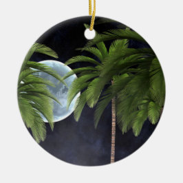 Handflatan Träd mot Måne Julgransprydnad Keramik