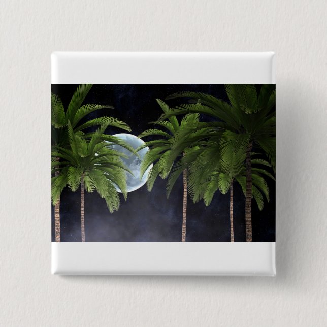 Handflatan Träd mot Måne Knapp (Framsida)