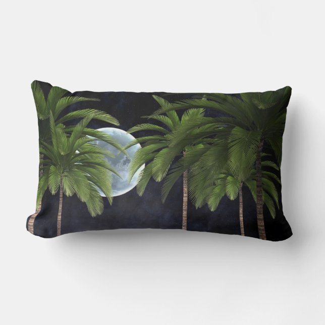 Handflatan Träd mot Måne Lumbarkudde (Framsida)