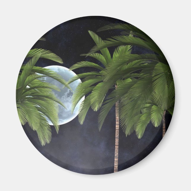 Handflatan Träd mot Måne Magnet (Framsidan)