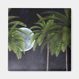 Handflatan Träd mot Måne Magnet