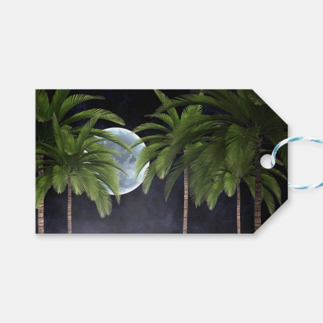 Handflatan Träd mot Måne Presentetikett (Framsidan (Horisontell))