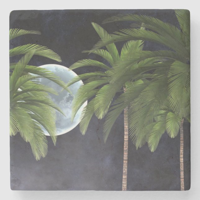 Handflatan Träd mot Måne Stenunderlägg (Framsidan)