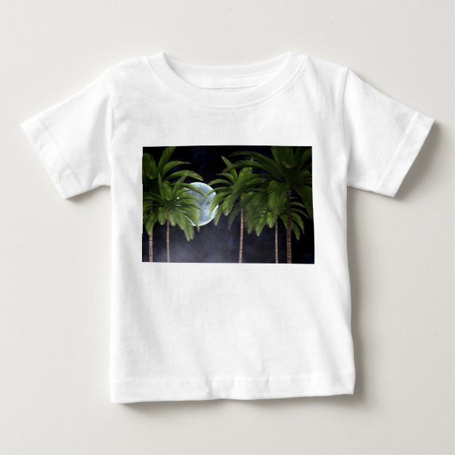 Handflatan Träd mot Måne T Shirt (Framsida)