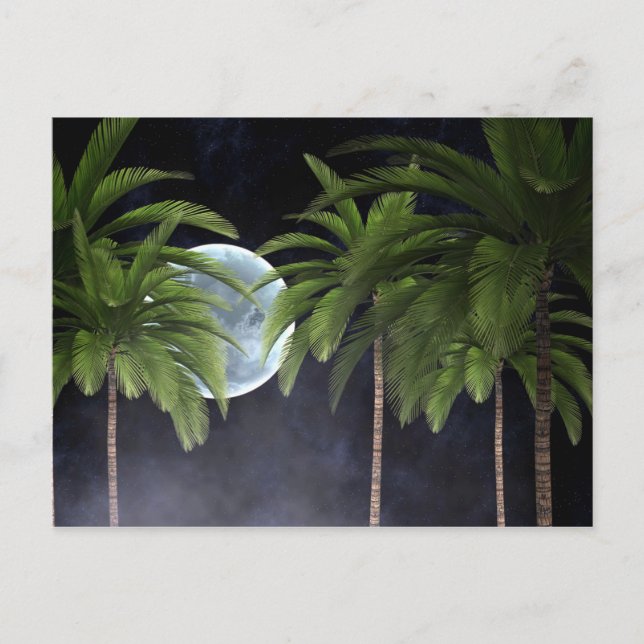 Handflatan Träd mot Måne Vykort (Framsida)