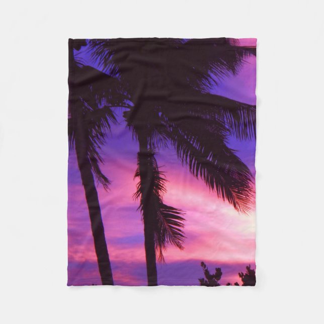 Handflatan Träd N Lila Sunset Fleece Blanket (Framsidan)