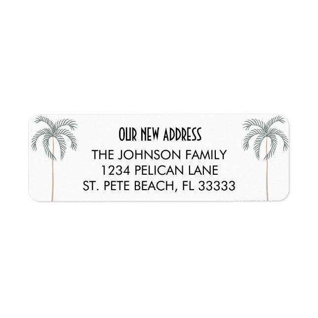 Handflatan Träd New Home i Florida Returadress Returadress Etikett (Framsidan)