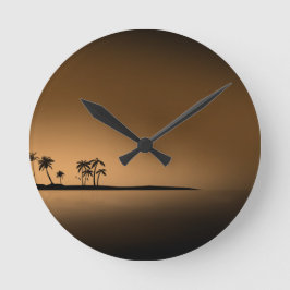 Handflatan-träd-ö-sunset1432 GOLDEN HANDFLATAN ISL Rund Klocka