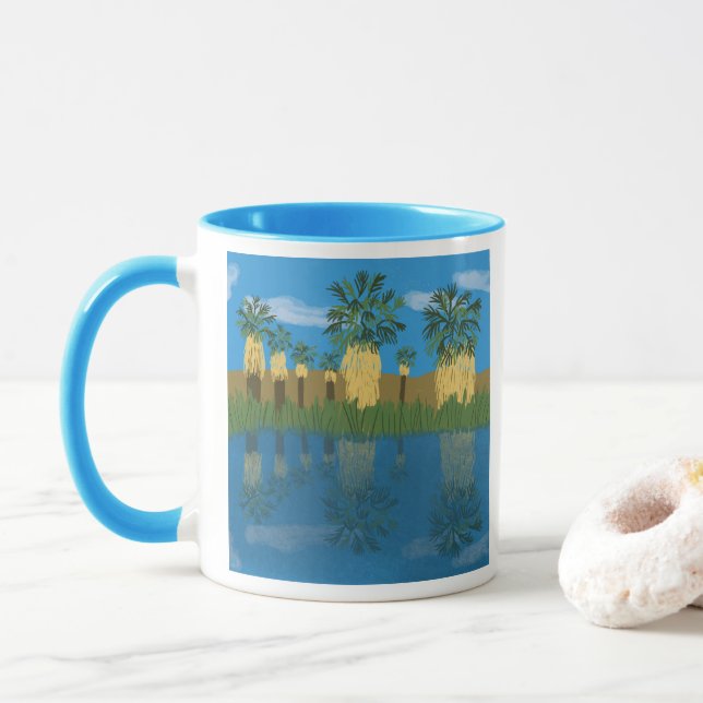 Handflatan Träd Oasis California Desert Mugg (Med munk)