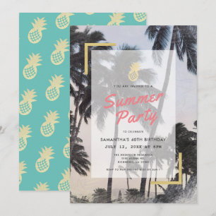 Handflatan Träd och ananas sommardag Party Vuxen v Inbjudningar
