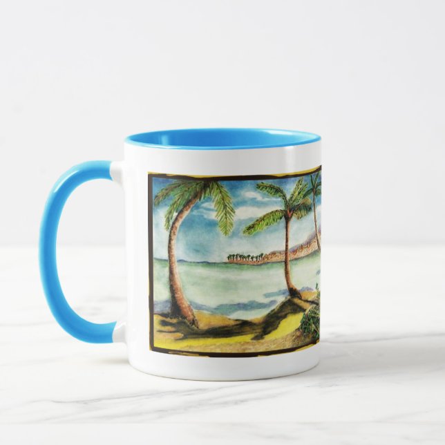 Handflatan Träd och Beach Teckning - Beverage Mugg (Vänster)