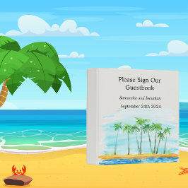 Handflatan Träd och Beach Wedding Guest Bok