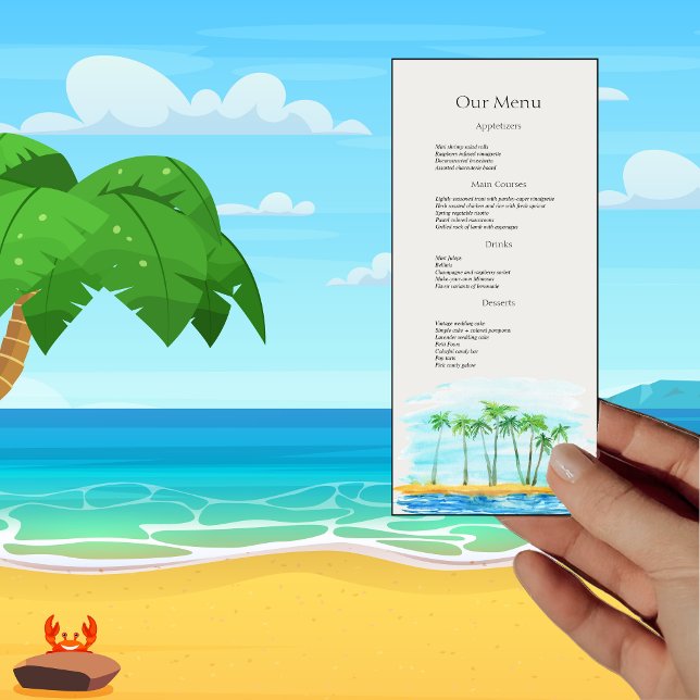 Handflatan Träd och Beach Wedding Menu Meny (Skapare uppladdad)