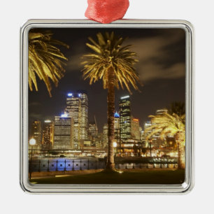 Handflatan Träd och CBD i Night, Sydney, New Sout Julgransprydnad Metall