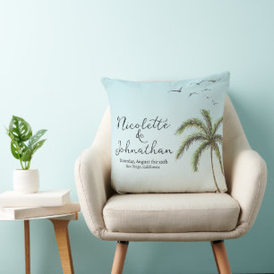 Handflatan Träd och fågel Simple Beach Wedding Kee Kudde