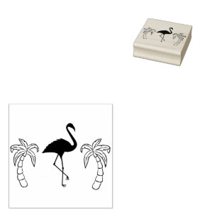 Handflatan Träd och Flamingos Stämpel