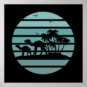 handflatan träd och kameler poster