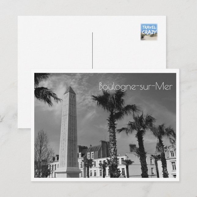 Handflatan Träd och Obelisk, Boulogne-sur-Mer, Fra Vykort (Fram/baksida)