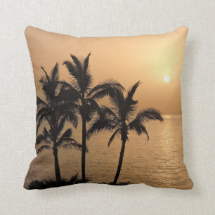 Handflatan Träd och Romantic Sunset Kudde