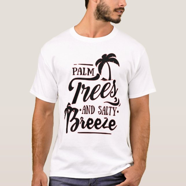 HANDFLATAN TRÄD OCH SALTHALT BREEZE - BEACH ÄLSKAR T SHIRT (Framsida)