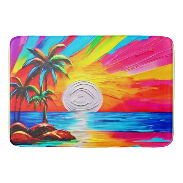 Handflatan Träd och solnedgång Badrumsmatta (Framsidan)