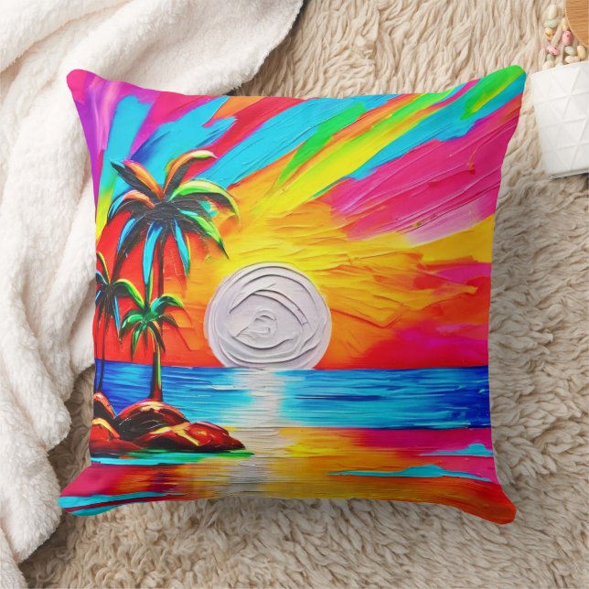 Handflatan Träd och solnedgång Kudde (Filt)