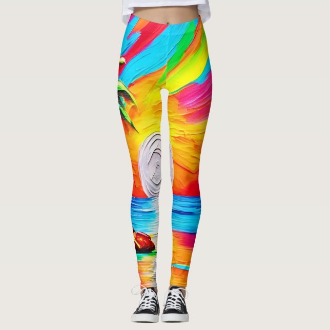 Handflatan Träd och solnedgång Leggings (Framsida)