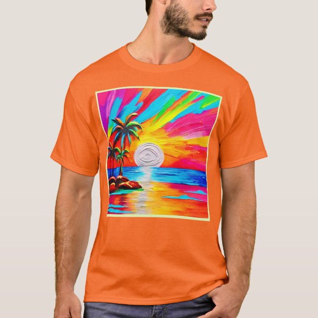 Handflatan Träd och solnedgång T Shirt (Framsida)