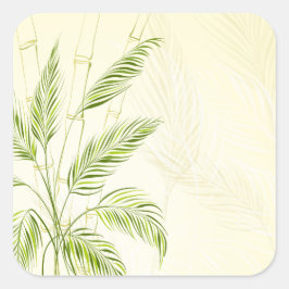 Handflatan Träd om Bamboo Forest | Teckningsförseg Fyrkantigt Klistermärke