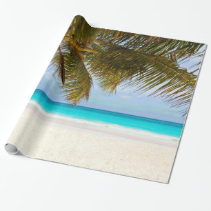 Handflatan Träd om Beach Blue Sea & Himlar Presentpapper