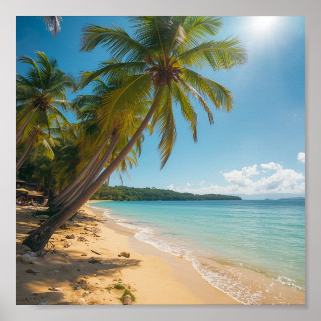 Handflatan Träd över stranden Poster (Framsidan)