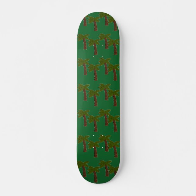 Handflatan träd på mörk grönt mini skateboard bräda 18,5 cm (Framsida)