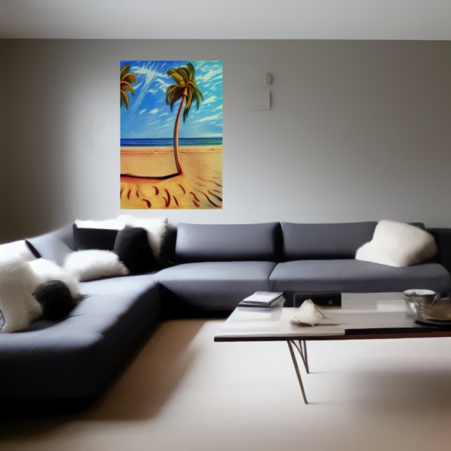 Handflatan träd på stranden | AI Art Poster (Skapare uppladdad)