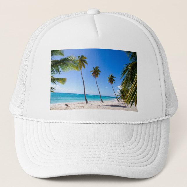 Handflatan träd på stranden vid Isla Saona Keps (Framsida)