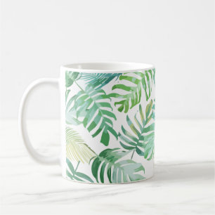 Handflatan Träd på tropisk strand Kaffemugg