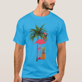 Handflatan Träd Rosa Flamingo Pineapple Unisex T Shirt