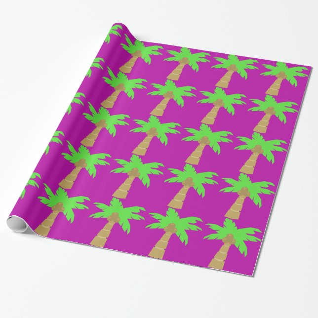 Handflatan Träd Rosa Wrapping Papper Presentpapper (Utrullad)