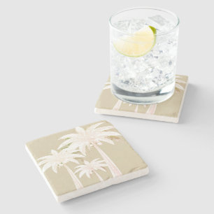 Handflatan Träd Sand Beige Grönt White Modern Trop Stenunderlägg