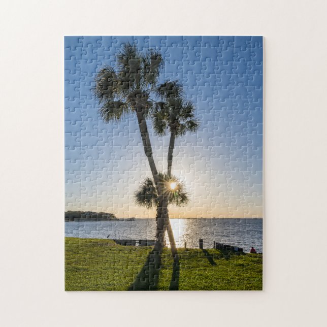 Handflatan-Träd-sax Silhouette Puzzle Pussel (Vertikal)