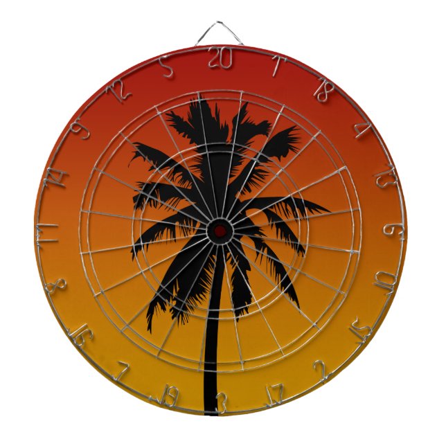 Handflatan Träd Silhouette Beach Theme Dart Board Darttavla (Framsidan)