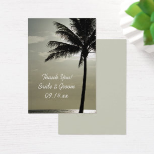 Handflatan Träd Silhouette Beach Wedding Favor Tag Visitkort