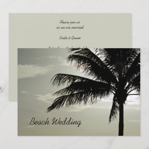 Handflatan Träd Silhouette Beach Wedding Inbjudningar