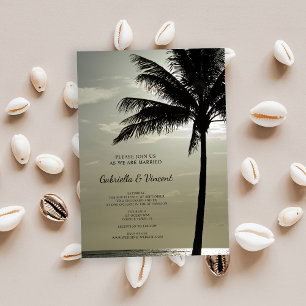 Handflatan Träd Silhouette Beach Wedding Inbjudningar