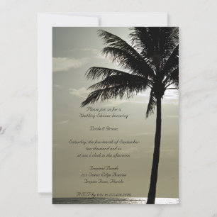 Handflatan Träd Silhouette Beach Wedding Shower Inbjudningar