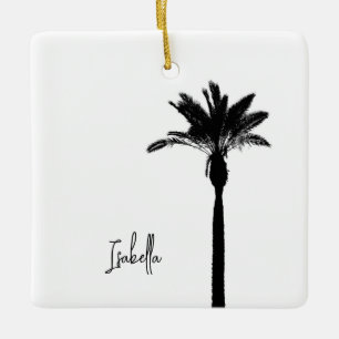 Handflatan Träd Silhouette NAMN Travel Beach-kuste Julgransprydnad Keramik