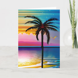 Handflatan Träd Silhouette och Sunset | Årsdag Kort