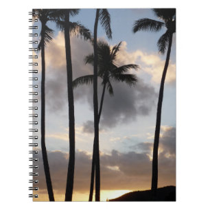Handflatan Träd Silhouettes in Hawaii Anteckningsbok