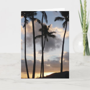 Handflatan Träd Silhouettes in Hawaii Kort